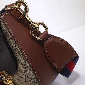 GUCCI Supreme Monogram Web Medium Padlock Messenger Shoulder Bag