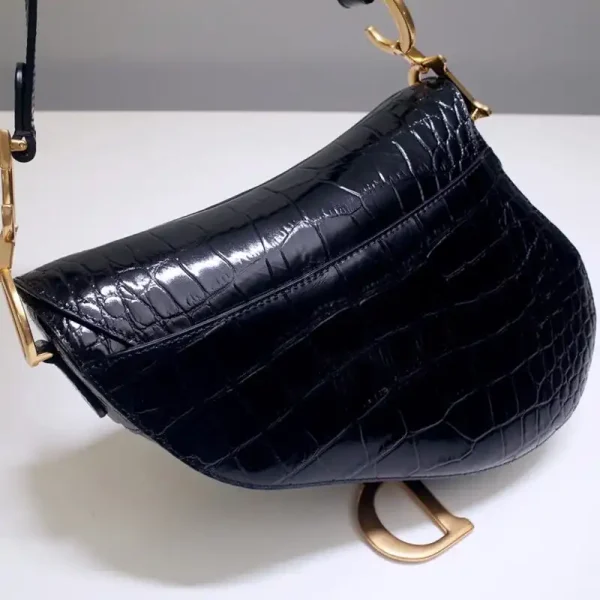 Dior Saddle Bag Crocodile Black - Image 6
