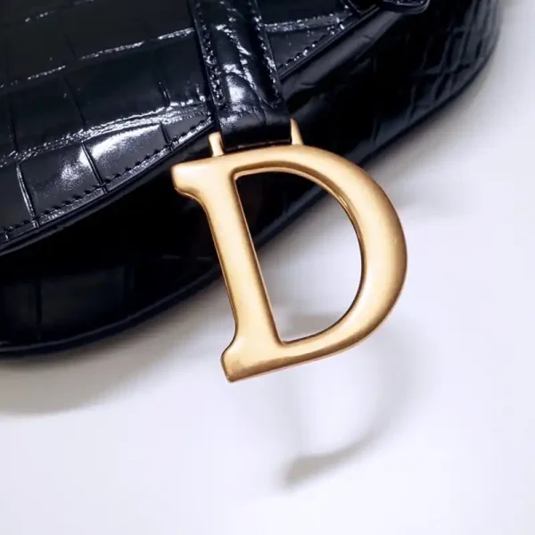 Dior Saddle Bag Crocodile Black - Image 7
