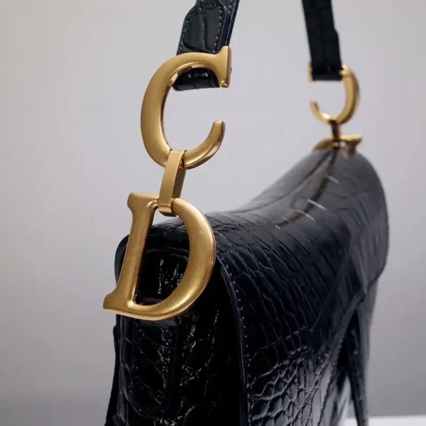 Dior Saddle Bag Crocodile Black - Image 3