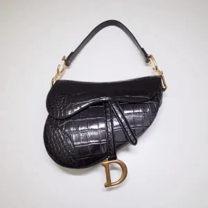 Dior Saddle Bag Crocodile Black