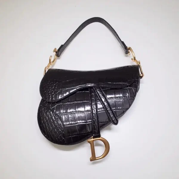 Dior Saddle Bag Crocodile Black