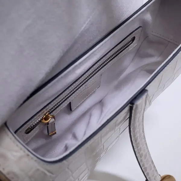 Dior Saddle Bag Crocodile White - Image 3