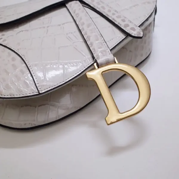Dior Saddle Bag Crocodile White - Image 4