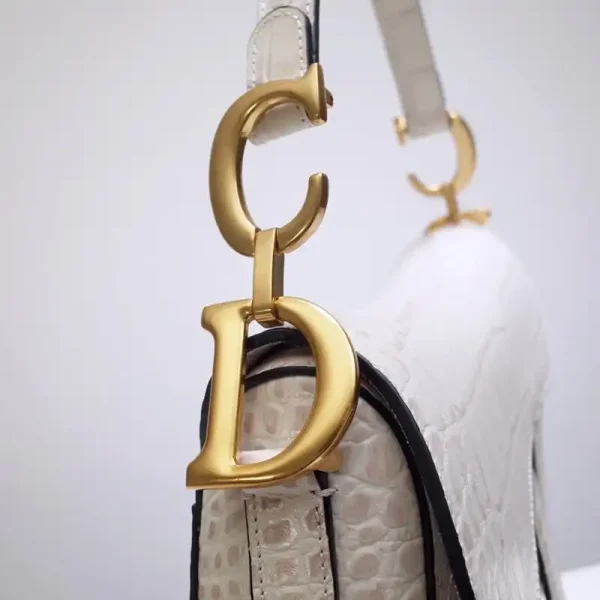 Dior Saddle Bag Crocodile White - Image 5