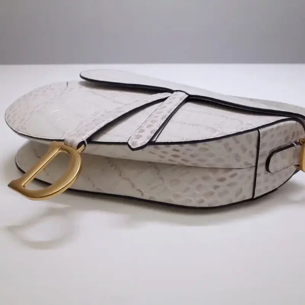 Dior Saddle Bag Crocodile White - Image 7