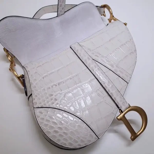 Dior Saddle Bag Crocodile White - Image 8
