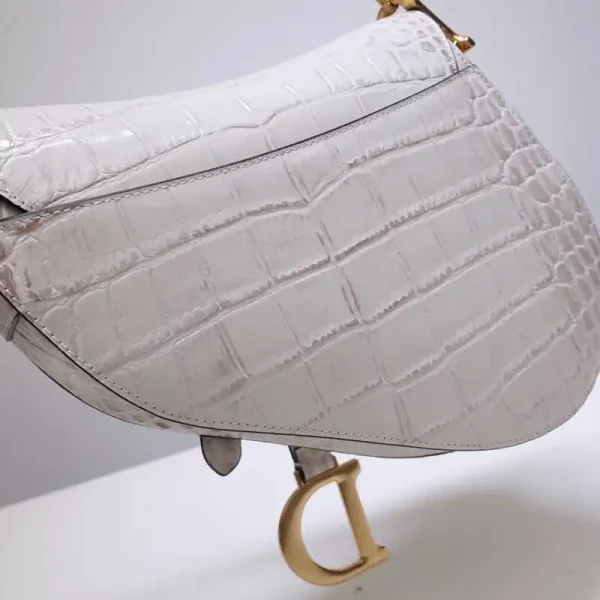 Dior Saddle Bag Crocodile White - Image 9