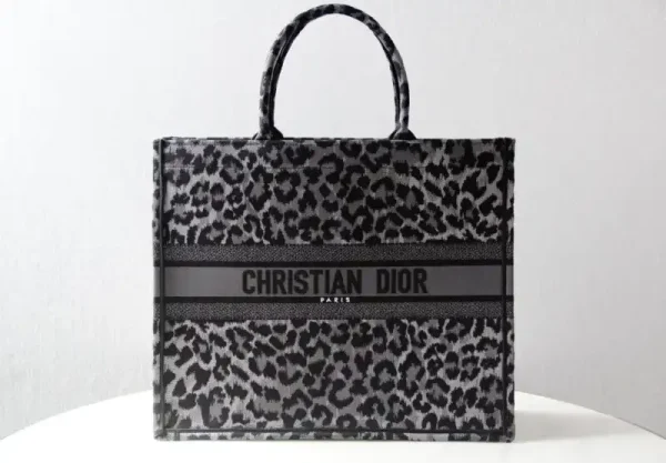 Dior Tote Book Leopard Grey