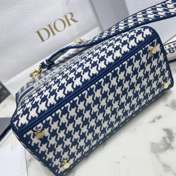 Lady Dior Medium  D-Lite Houndstooth  Canvas - Image 3