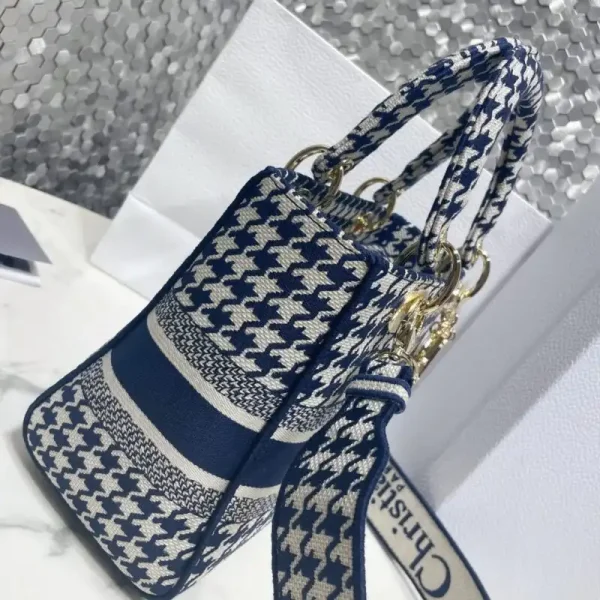 Lady Dior Medium  D-Lite Houndstooth  Canvas - Image 4