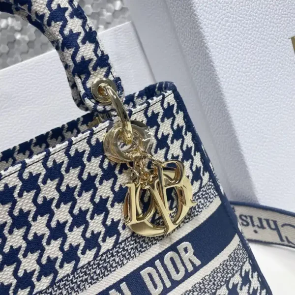 Lady Dior Medium  D-Lite Houndstooth  Canvas - Image 2