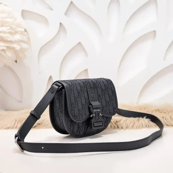 Dior Mini Gallop Bag with Strap Black Canvas - Image 7
