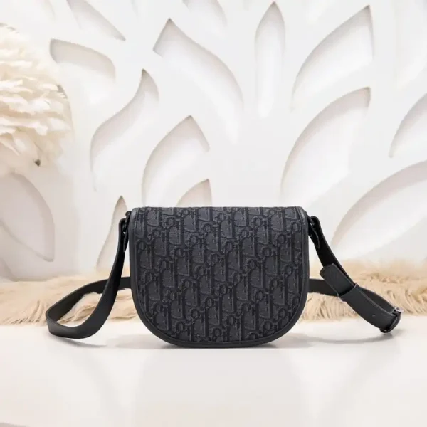 Dior Mini Gallop Bag with Strap Black Canvas - Image 8