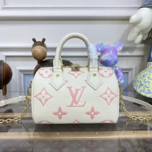 Louis Vuitton Speedy Bandouliere 20 White Pink