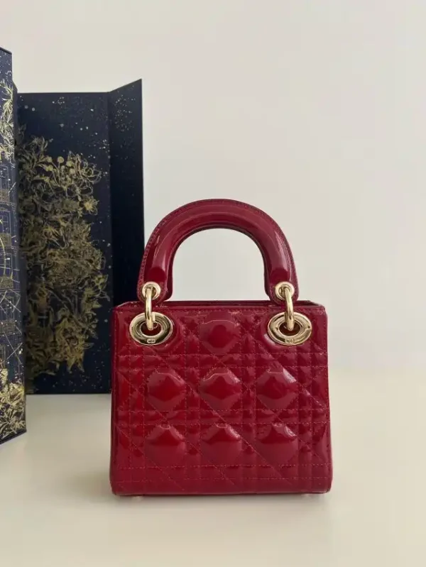 Lady Dior Mini Red Patent - Image 8