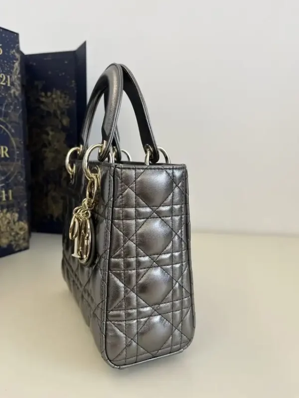 Lady Dior Platinum Metallic ABC - Image 5