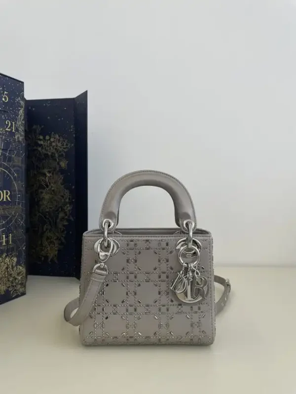 Lady Dior Mini Satin Grey