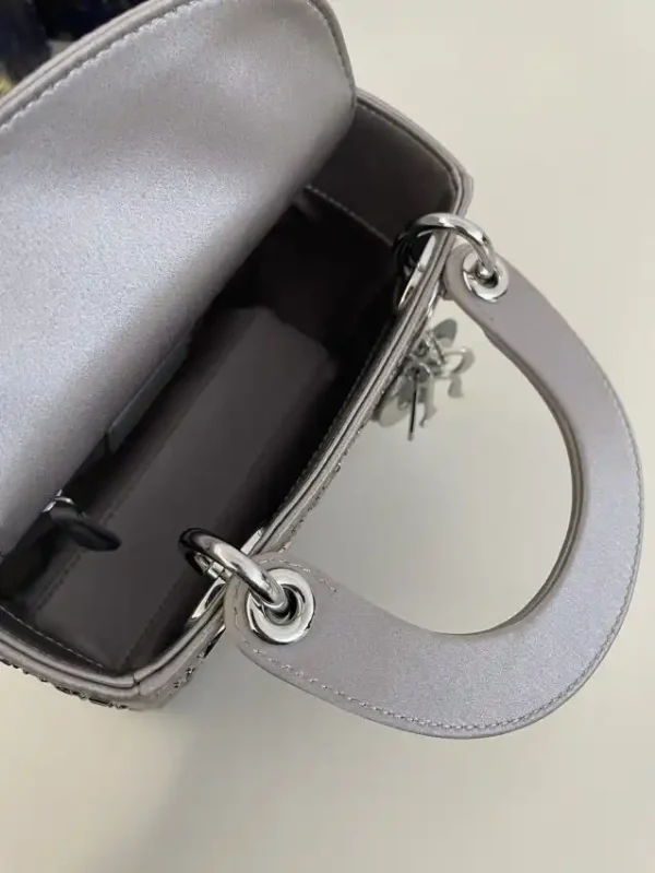 Lady Dior Mini Satin Grey - Image 3
