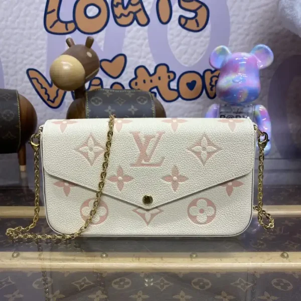 Louis Vuitton Félicie Pochette White Pink