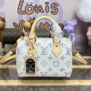 Louis Vuitton Speedy Bandouliere 20 White Grey