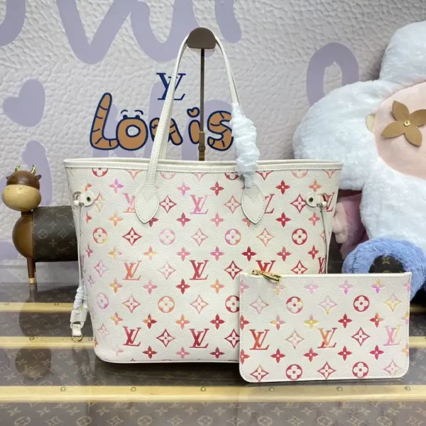 Louis Vuitton Neverfull MM White Orange - Image 7