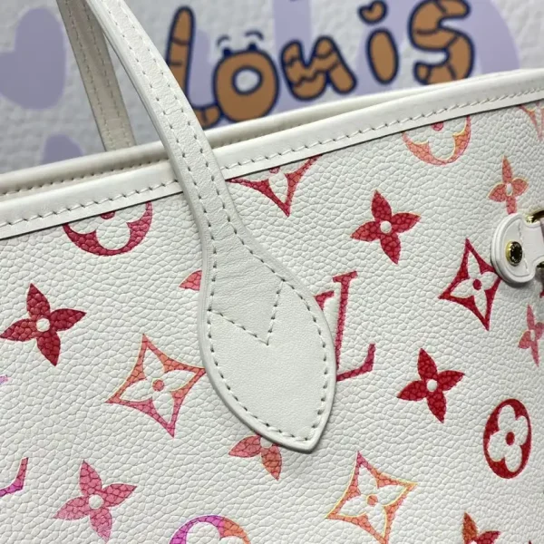 Louis Vuitton Neverfull MM White Orange - Image 8