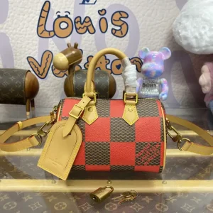 Louis Vuitton Speedy 18 Red Grid