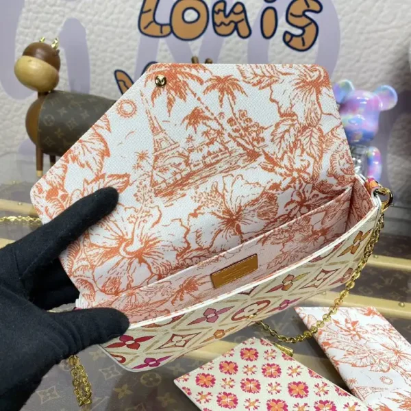 Louis Vuitton Félicie Pochette White Orange Flowers - Image 5