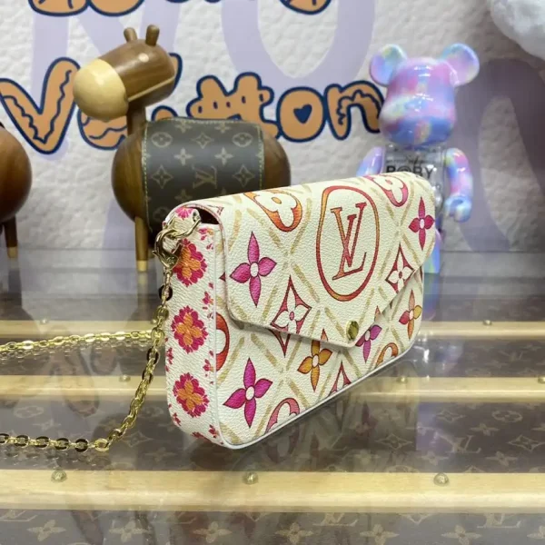 Louis Vuitton Félicie Pochette White Orange Flowers - Image 6