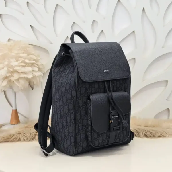 Dior Saddle Backpack with Flap Black - Image 3