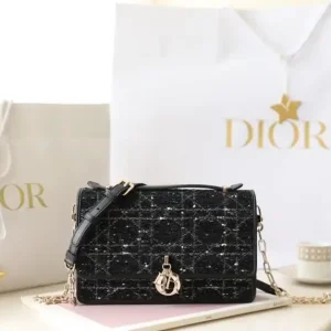 My Dior Top Handle Bag Black Canvas