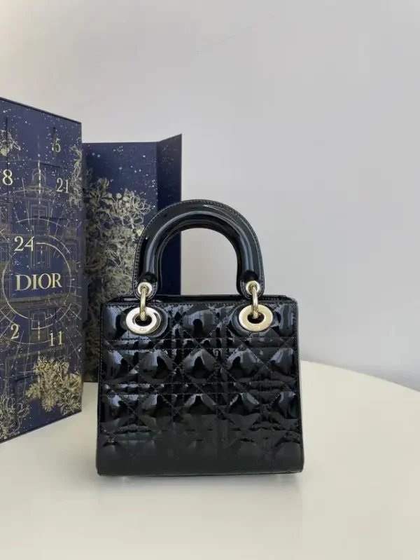 Lady Dior Mini Black Patent - Image 4