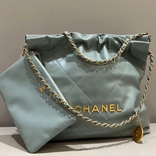 CHANEL 22 Small Handbag Mint Green - Image 6