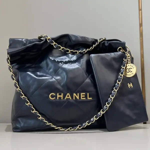CHANEL 22 Small Handbag Dark Blue - Image 3