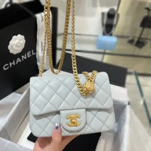 CHANEL 23S Camellia Square Light Blue