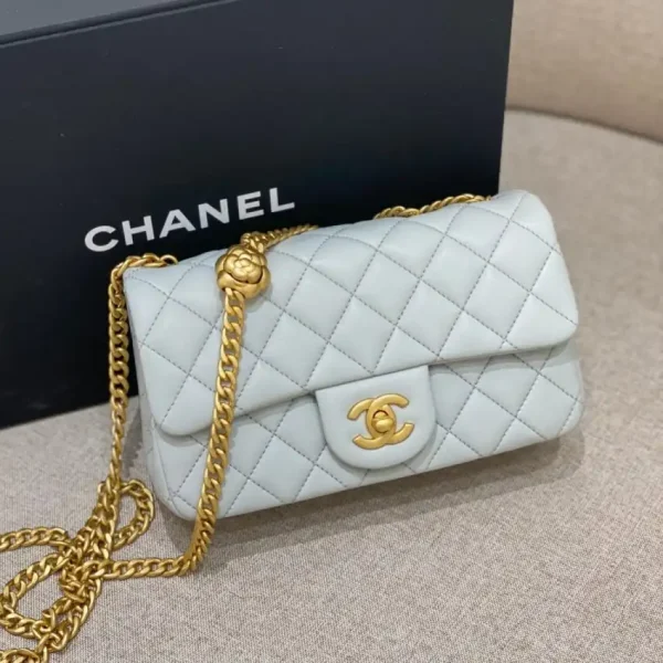 CHANEL Camellia Flap Light Blue - Image 2