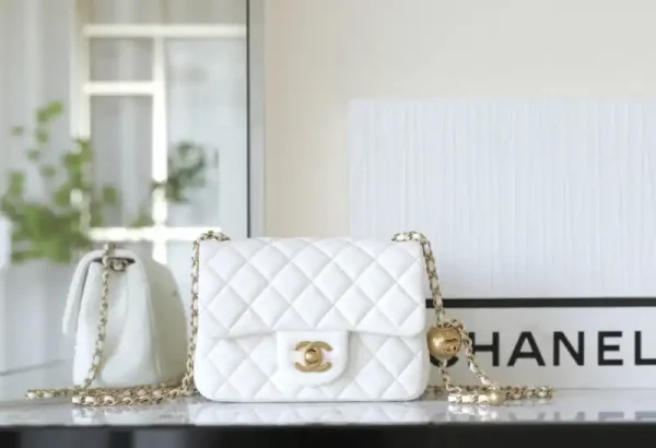 CHANEL CF 20 cm Golden Ball White