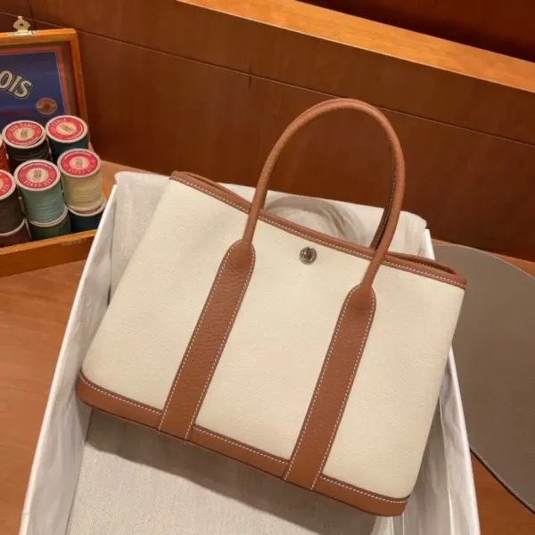 Hermes Garden Party 30cm Beige Canvas - Image 5