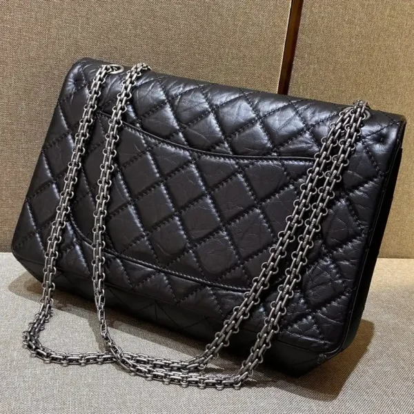 CHANEL 2.55 Bag Black Silver - Image 4
