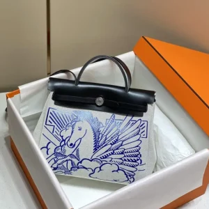 Hermes Herbag 31cm Blue Horse