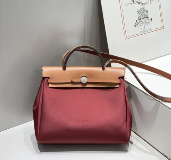 Hermes Herbag 31cm Bordeaux Red