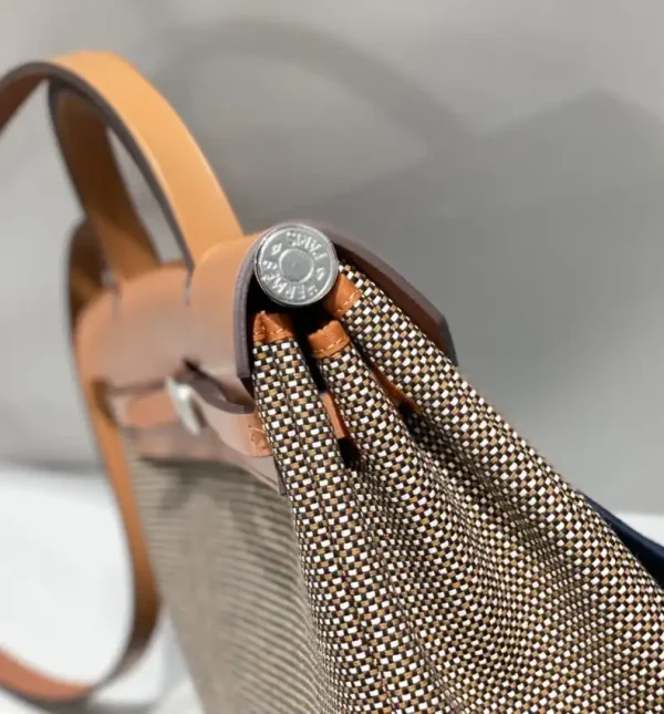 Hermes Herbag 31cm Brown Plaid - Image 7