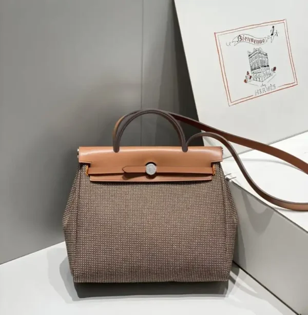 Hermes Herbag 31cm Brown Plaid