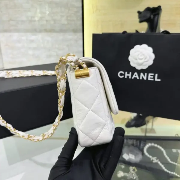 CHANEL 19 Mini Flap  White Bag - Image 4