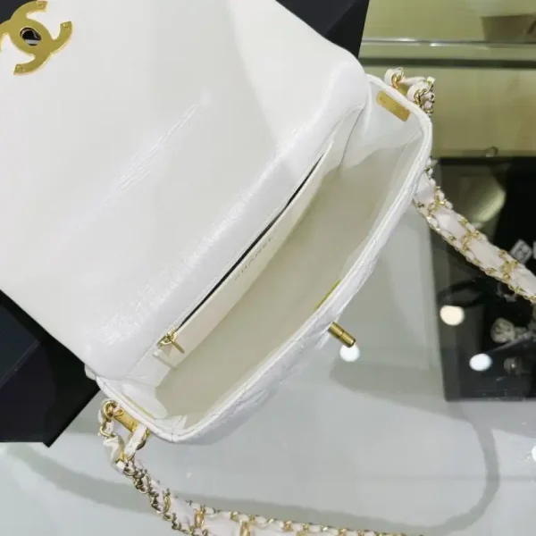 CHANEL 19 Mini Flap  White Bag - Image 7