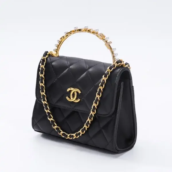 CHANEL 23B Pearl Black Handle Bag - Image 2