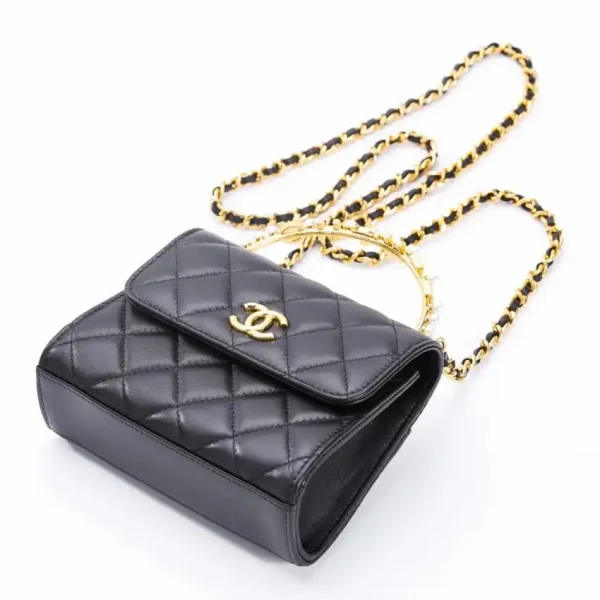 CHANEL 23B Pearl Black Handle Bag - Image 8