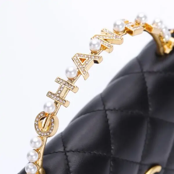 CHANEL 23B Pearl Black Handle Bag - Image 9