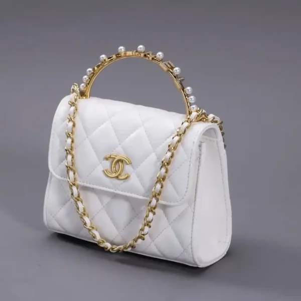 CHANEL 23B Pearl White Handle Bag - Image 2
